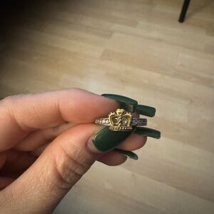 Juicy Couture Gold Crown Ring with Silver Accents